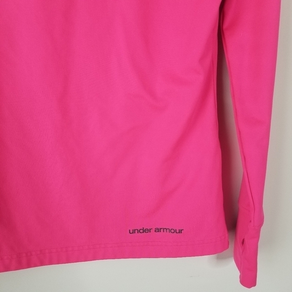 Under Armour ColdGear Hoodie Pullover Thumbholes Stretch Pink Size XS - Picture 2 of 14